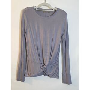Zella Top in Lovely Purpleish Grey - Size M - Twist Detail at Hem - Model Fabric